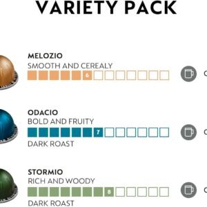 Nespresso Capsules Vertuo, Variety Pack, Medium and Dark Roast Coffee, 30 Count Coffee Pods, Brews 7.8 oz.
