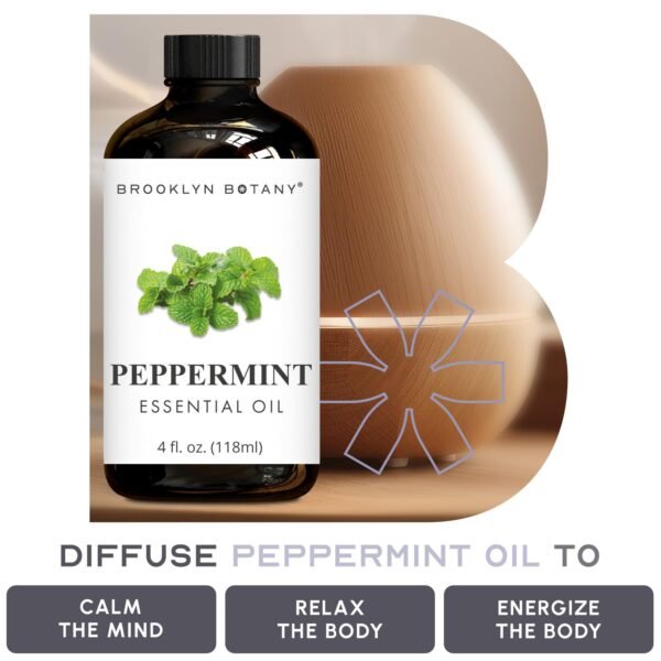 Brooklyn Botany Peppermint Essential Oil - Huge 4 Fl Oz - 100% Pure and Natural - Premium Grade with Dropper - for Aromatherapy and Diffuser - Image 5