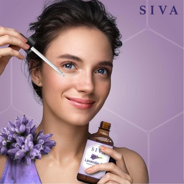 SIVA Lavender Essential Oil - 4 Fl Oz – Natural Lavender Oil - for Diffuser, Face, Skin Care, Aromatherapy, Hair Care, Scalp and Body Massage - with Dropper - Image 4