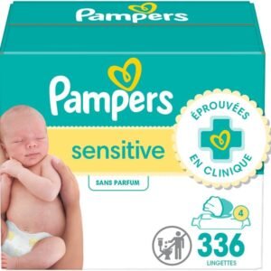 Pampers Baby Wipes, Sensitive, Water Based Wipe, Clinically Proven, Hypoallergenic, and Unscented for Babies, 336 Wipes Total (4 Flip-Top Packs)