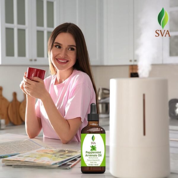 SVA Peppermint Essential Oil – 4 Fl Oz – 100% Natural Peppermint Oil - for Diffuser, Hair Care, Face, Skin Care, Aromatherapy, Scalp and Body Massage, Soap and Candle Making - with Dropper - Image 4