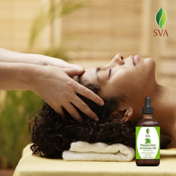 SVA Peppermint Essential Oil – 4 Fl Oz – 100% Natural Peppermint Oil - for Diffuser, Hair Care, Face, Skin Care, Aromatherapy, Scalp and Body Massage, Soap and Candle Making - with Dropper - Image 5