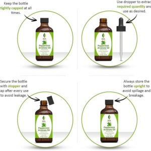 SVA Peppermint Essential Oil – 4 Fl Oz – 100% Natural Peppermint Oil – for Diffuser, Hair Care, Face, Skin Care, Aromatherapy, Scalp and Body Massage, Soap and Candle Making – with Dropper