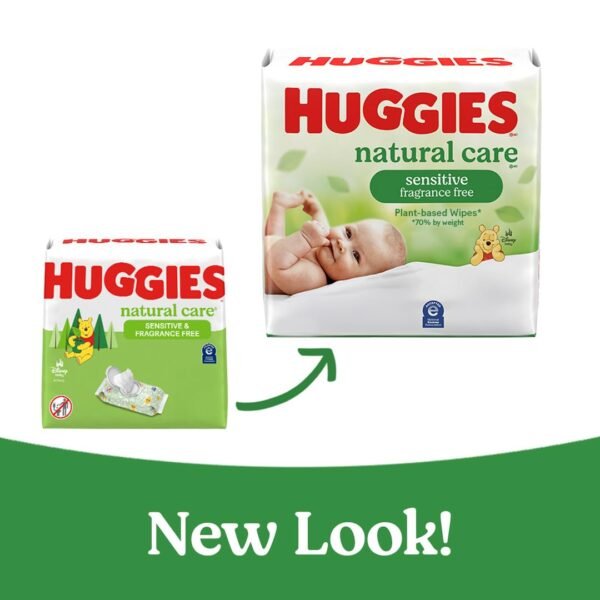 Huggies Natural Care Sensitive Baby Wipes, Unscented, Hypoallergenic, 99% Purified Water, 12 Flip-Top Packs (768 Wipes Total), Packaging May Vary - Image 5