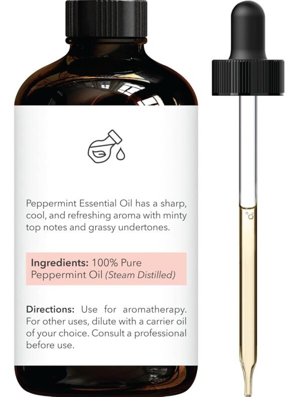 Brooklyn Botany Peppermint Essential Oil - Huge 4 Fl Oz - 100% Pure and Natural - Premium Grade with Dropper - for Aromatherapy and Diffuser - Image 2