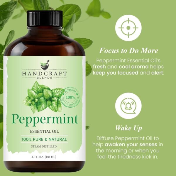 Handcraft Blends Peppermint Essential Oil - Huge 4 Fl Oz - 100% Pure and Natural - Premium Grade Essential Oil for Diffuser and Aromatherapy, and DIY Soap Making - Image 5