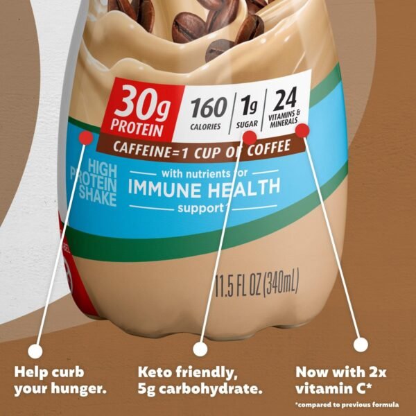 Premier Protein Shake, Café Latte, 30g Protein, 1g Sugar, 24 Vitamins & Minerals, Nutrients to Support Immune Health 11.5 fl oz, 12 Pack - Image 2