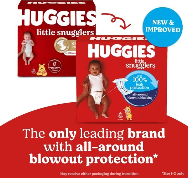 Huggies Size Newborn Diapers, Little Snugglers Baby Diapers, Size Newborn (up to 10 lbs), 31 Count, Packaging May Vary - Image 2