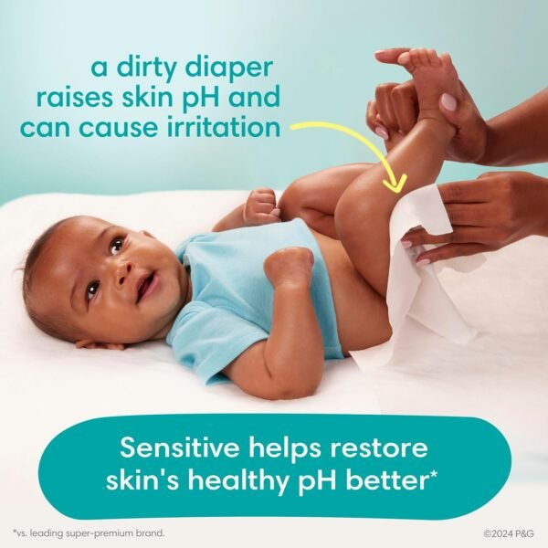 Pampers Baby Wipes, Sensitive, Water Based Wipe, Clinically Proven, Hypoallergenic, and Unscented for Babies, 336 Wipes Total (4 Flip-Top Packs) - Image 5
