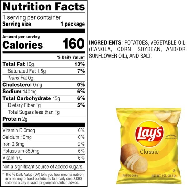 Lay's Potato Chips, Classic, 1 Ounce (Pack of 40) - Image 3