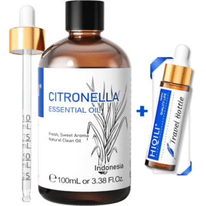 HIQILI 100ML Citronella Oil for Homemade Sprays, Add to Diffuser, 100% Pure and Natural Undiluted 3.38 Fl Oz