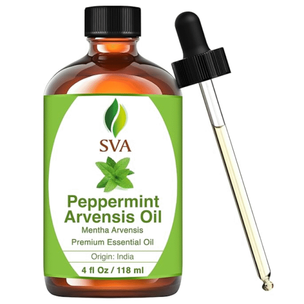 SVA Peppermint Essential Oil – 4 Fl Oz – 100% Natural Peppermint Oil - for Diffuser, Hair Care, Face, Skin Care, Aromatherapy, Scalp and Body Massage, Soap and Candle Making - with Dropper