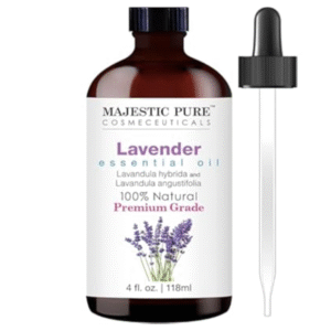 Majestic Pure Lavender Essential Oil with Glass Dropper | 100% Pure and Natural Lavender Oil | Premium Grade Essential Oils for Diffusers, Skin, Aromatherapy, Massage | 4 Fl Oz