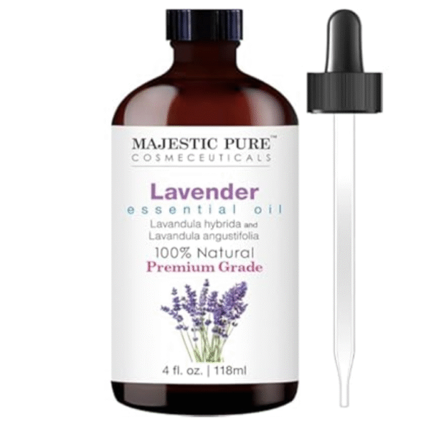 Majestic Pure Lavender Essential Oil with Glass Dropper | 100% Pure and Natural Lavender Oil | Premium Grade Essential Oils for Diffusers, Skin, Aromatherapy, Massage | 4 Fl Oz